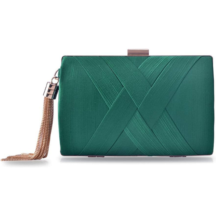 Вечірнє клатч-гаманець, дизайнерська сумочка для вечірок, темно-зелений елегантний клатч з пензликом