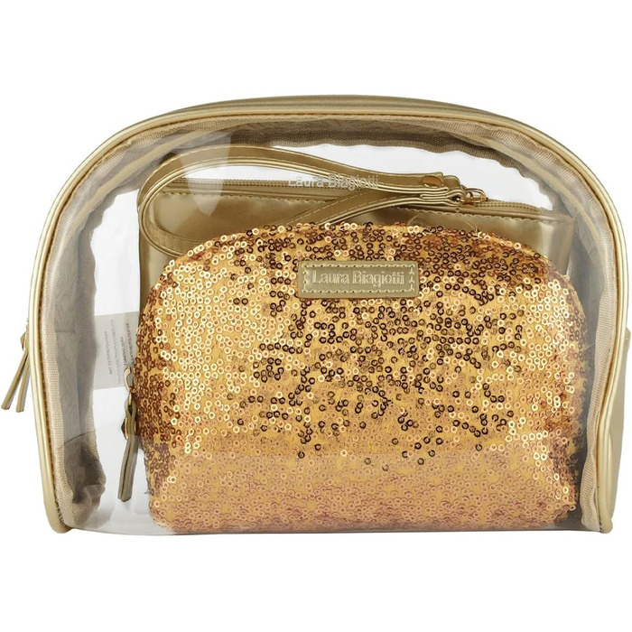 Золотий дорожній набір косметичок для жінок (3 частини) водонепроникна косметичка, органайзер для макіяжу в подарунковій коробці 282