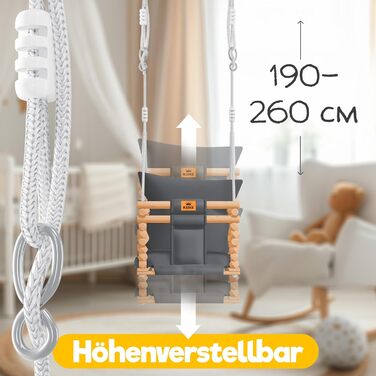 Дитячі гойдалки Дитячі гойдалки Сидіння гойдалки з м'якою оббивкою Дерев'яні гойдалки з захистом від перекидання до 60 кг Регульов