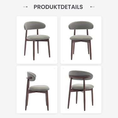 Комплект кухонних стільців COLAMY з 4 предметів, сучасні м&39які обідні стільці з фіксованою спинкою, тканинний обідній стілець з дерев&39яними ніжками для їдальні, кухні, ресторану, зелений зелений комплект з 4 предметів