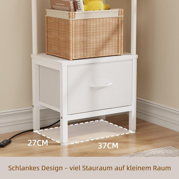 Полиця, книжкова шафа з 6 полицями, полиця зі світлодіодним підсвічуванням та тканинною шухлядою, вузька вітрина для кутів, вітальня, спальня, кутова полиця, 191 см білий колір, 6 полиць (191 см)