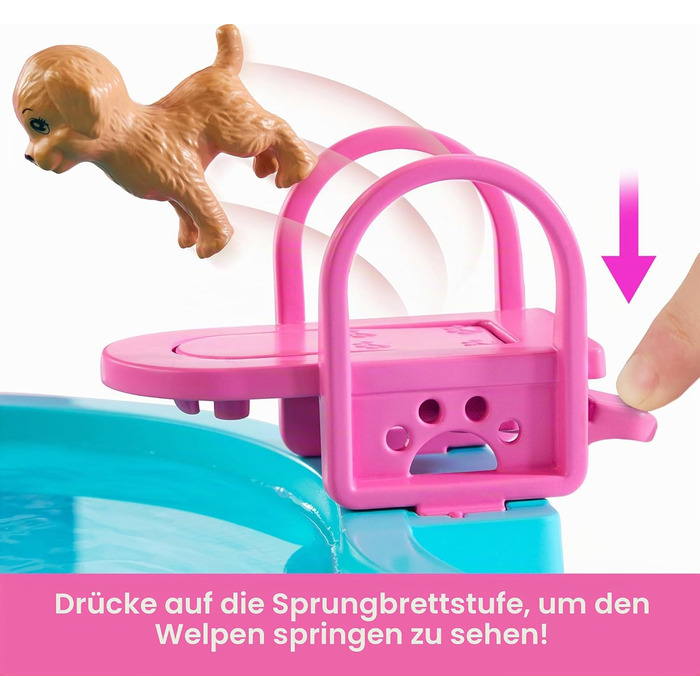 Ігровий набір Barbie Traumpool 6 ігрових зон, гірка, джакузі та понад 20 аксесуарів (домашній улюбленець, надувні круги та інше), JFP01