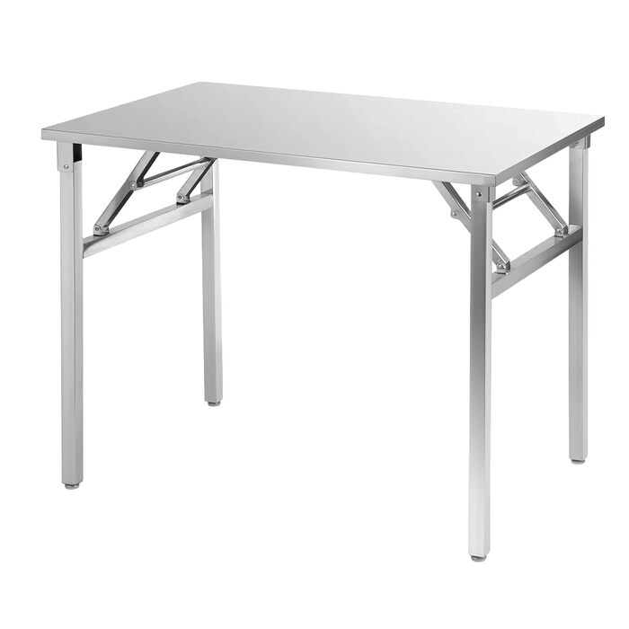 Складаний робочий стіл з нержавіючої сталі 120x60 см - стіл для кейтерингу, вантажопідйомність до 200 кг - стіл для кейтерингу з нержавіючої сталі, кухонний стіл - складаний стіл для кейтерингу, сервірувальний стіл - стіл для кухні 120 x 60 см