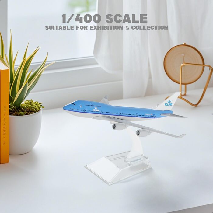 Лита під тиском металева модель літака KLM Boeing 747 у масштабі 1/400, модель літака з легкого сплаву з підставкою (6 дюймів завдовжки). Подарунки для любителів авіації. 01. Авіакомпанія KLM