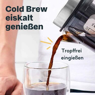 Кавоварка SILBERTHAL Glass 1.2 л - кавоварка холодного заварювання з фільтром для холодного заварювання кави - також для гарячого чаю - з покращеним фільтром 2024. Машина для холодного заварювання 1,2 л