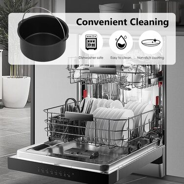 Аксесуари для фритюрниці Cake Barrel Деко для випікання тортів з вуглецевої сталі з антипригарним покриттям для фритюрниць, універсальне, чорне (8 дюймів)