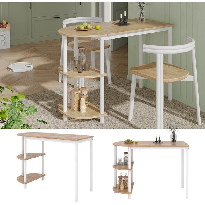 Кухонний стіл Vicco Freetown, дуб Goldkraft/білий, 110 x 50 см з відкритими полицями