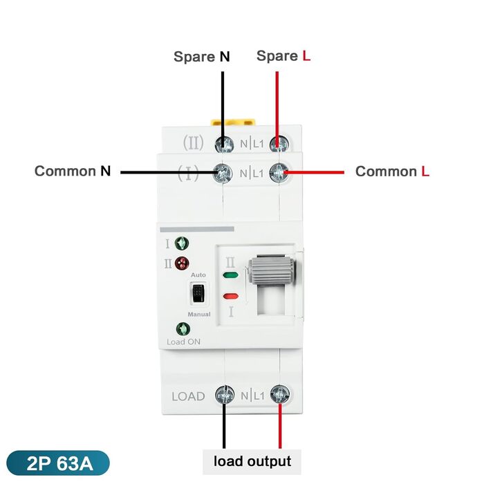 Перемикач передачі DEWIN, автоматичний перемикач передачі G2R 63A DIN-рейка ATS подвійний автоматичний перемикач передачі електроенергії 220 В (розмір 2P)