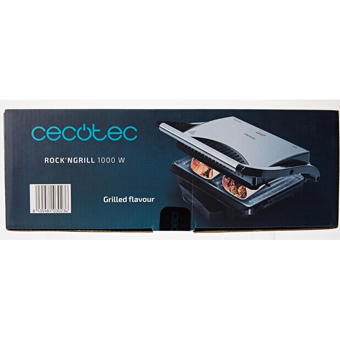 Електричний гриль Cecotec Rock'nGrill 1500 Rapid. Облицювання з каменю RockStone, регульована по висоті верхня пластина, піддон дл