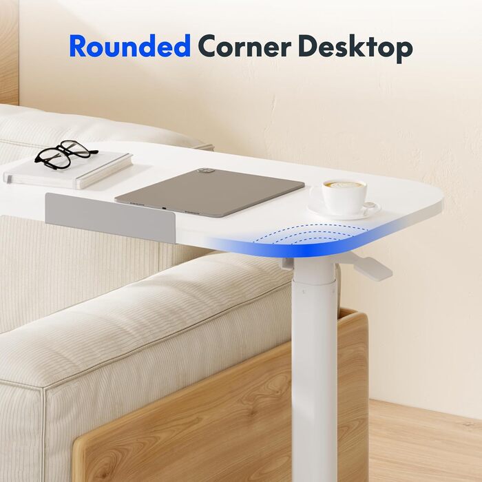 Приставний столик FLEXISPOT H5 - Гнучкий столик для ноутбука та ліжка з похилою стільницею, регульований по висоті та мобільний, ідеально підходить для дивана, ліжка та читання (білий) 60 x 40 см Білий біла рама (інструкція)