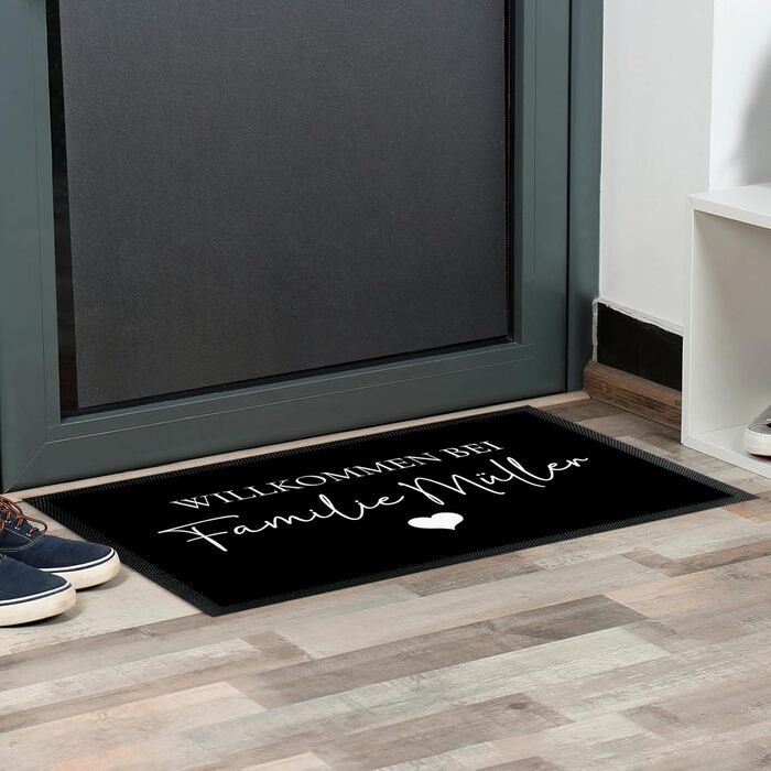 Декоративний килимок для дверей Ласкаво просимо True Statements - персоналізований прізвищем або власним текстом - веселий декоративний килимок як подарунок на новосілля для використання в приміщенні та на вулиці - тонкий, нековзний, 50 x 35 см, чорний