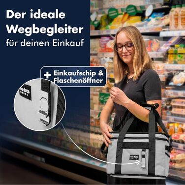 Велика сумка-холодильник five dots 30 л 24 години охолодження, ідеально підходить для покупок, автомобіля та роботи - ізольована сумка, термосумка, сумка для ланчу та сумка для пікніка - велика сумка-холодильник - чоловіча сумка для ланчу - сіра сумка для