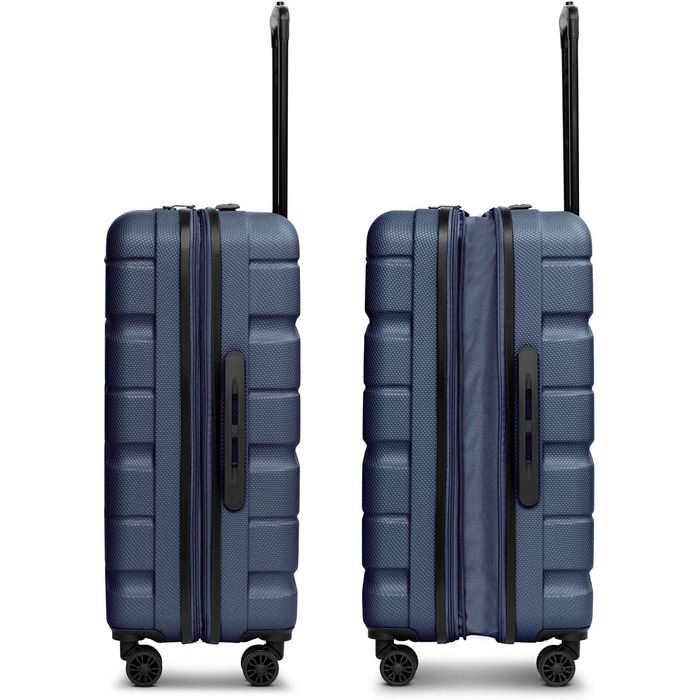 Валіза Franky для чоловіків та жінок Середній візок 44,5 x 28 x 66 см виготовлена з високоякісного, ударостійкого ABS-матеріалу Розсувна та телескопічна ручка Серія Munich 4.0 темно-синього кольору, матовий колір, 66 см