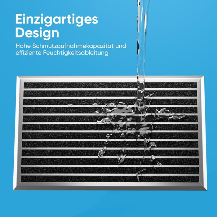 Килимок для вулиці, сірий, 80 x 50 см, алюмінієвий килимок, килимок для вулиці, алюмінієвий брудозатримуючий килимок, килимок для вулиці, килимок для входу, килимок для входу в будинок, килимок 50 x 80 см (прямокутний) зі срібною облямівкою