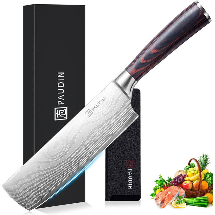 Японський ніж PAUDIN, довжина леза 17 см Ніж Нарікі Ніж для нарізання Ніж для нарізання Кухарський ніж з високоякісної нержавіючої