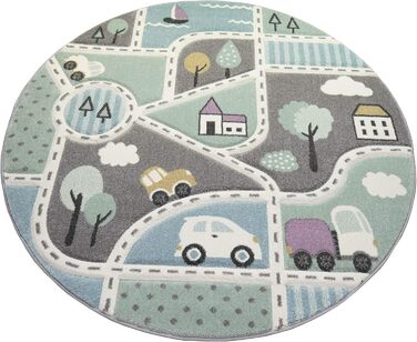 Килим дитяча кімната дитячий килим вуличний килим автомобільний синій зелений розмір 160 см круглий