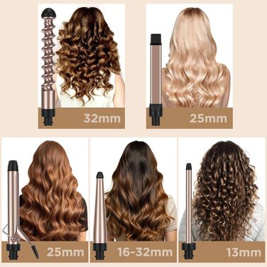 Щипці для завивки 5 в 1 PARWIN PRO BEAUTY Багатофункціональні змінні щипці для великої та малої плойки з керамічним турмаліном та