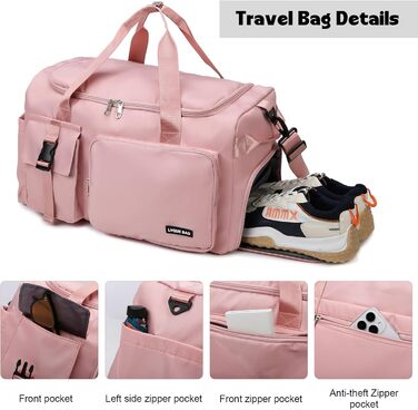 Спортивна сумка 42 л для чоловіків та жінок з відділенням для взуття, відділенням для вологи, водонепроникною тренувальною сумкою, дорожньою сумкою з рюкзаком, сумкою для вихідних, сумкою для плавання, фітнес-сумкою для подорожей, фітнесу, спорту, чорного