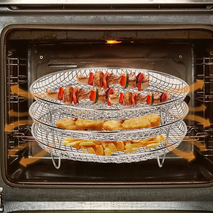 Стійка для фритюрниці Swsdee, кругла тришарова стійка для дегідратора для фритюрниці, 304 Аксесуари для стійки для дегідратора з нержавіючої сталі, підходить для фритюрниць 4.2QT-5.8QT