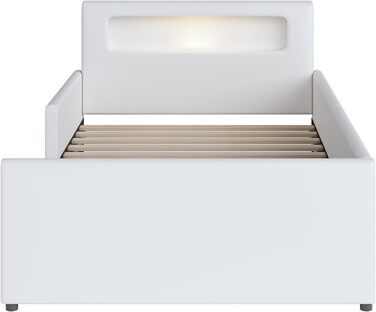 Молодіжне ліжко Dolaman Modern 90x200 см м'яке ліжко з основою, ліжко з рейковою рамою та місцем для зберігання, м'яке узголів'я з