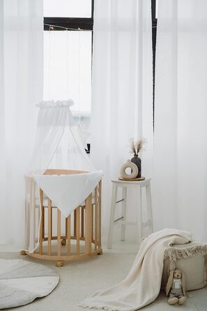 Дитяче ліжко Waldin Oval, комплект трансформованого 7-в-1, ліжечко, дитяче ліжечко з матрацом, пеленальний столик, приліжкове ліжечко, натуральне дерево, комплект тканини не входить до комплекту