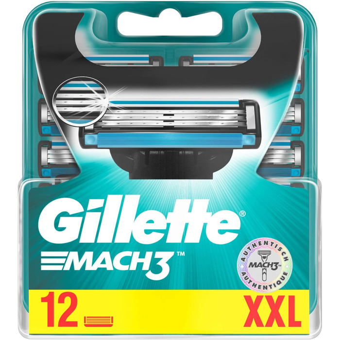 Леза для бритви Gillette Mach3 для чоловіків, 12 шт. ука (1 упаковка)