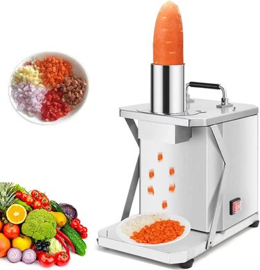 Комерційний овочерізка GEJLELDS з сітчастими ножами 6/8/10/12/15 мм, міцна нержавіюча сталь, електрична машина для кубиків фруктів потужністю 200 Вт для картоплі, моркви, кубиків