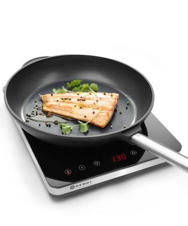 Індукційна плита HENDI, модель 2000, варильна поверхня, керамічна скляна поверхня, сенсорне управління, для сковорідок з діаметром дна до ø260мм, 230В, 2000Вт, 296x370(В)46мм, нержавіюча сталь 2000 Вт