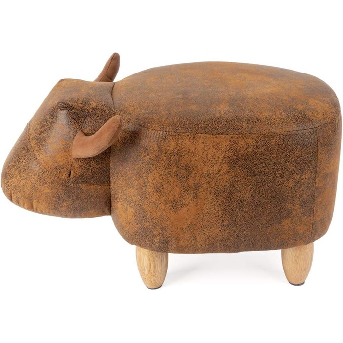 Табурет Balvi La Vache, коричневий, у формі корови, дерев&39яні ніжки, штучна шкіра/дерево, різнокольоровий