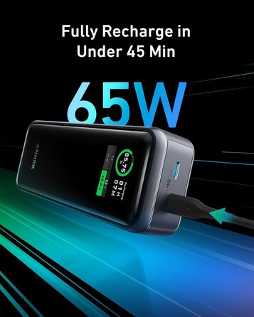 Портовий зарядний пристрій на 12 000 мАг потужністю 130 Вт, розумний дисплей, сумісний з iPhone 14/13 серії, Galaxy, MacBook, Dell