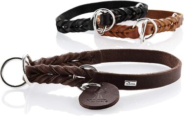 Дресувальний нашийник HUNTER SOLID EDUCATION, колір чорний, особливо міцна шкіра, ручне плетіння, з обмежувальним кільцем, виготовлено в Німеччині, розмір M-L чорний