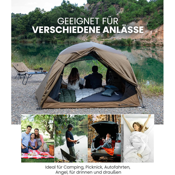 Самонадувальний надувний матрац з високим значенням R, надувне ліжко для 2 осіб, надувний матрац для гостей з мішком-насосом, для кемпінгу, подорожей та використання на свіжому повітрі (132 201 см)