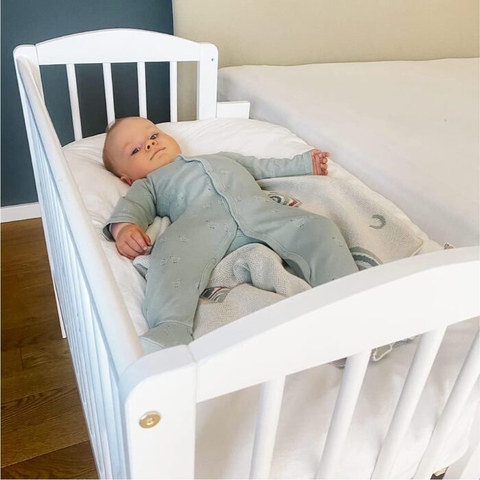 Дитяче ліжечко 90x40 см з матрацом, розкладається на 90x55 см, 9-кратне регулювання висоти лежання, можна також використовувати в