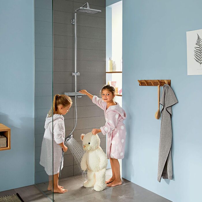 Душова система hansgrohe Croma E з термостатом, тропічним душем (280 x 170 мм), ручною лійкою (3 режими), шлангом та квадратною головною лійкою (1 режим), хром, 27630000