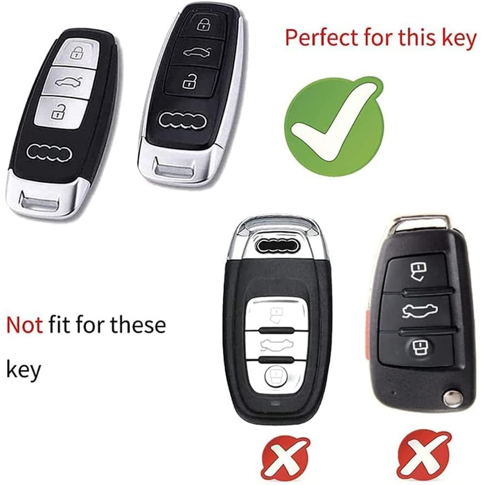 Чохол для ключа ontto Keyless підходить для Audi A8 A8L Q8 A3 Sportback A6 A7 Q7 RS6 S6 S7 SQ8 Q4 SQ7 TFSI E-Tron 2019-2023 Захисний чохол Чохол для ключів Чохол для ключів Брелок 3 кнопки - чорний