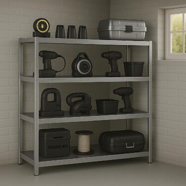 Надміцний стелаж KARAT XXL, оцинкований 200 x 180 x 60 см, стелажі для гаража, підвалу та майстерні - безболтові стелажі, широкопрохідні стелажі, підвальні стелажі, стелажі для майстерні (TitanRack Big)