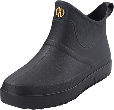 Жіночі та чоловічі водонепроникні гумові чоботи до середини стелі, нековзне гумове взуття, гумові чоботи до щиколотки, модні гумові чоботи, зручні, дихаючі садові туфлі, 01-чорний, розмір 41