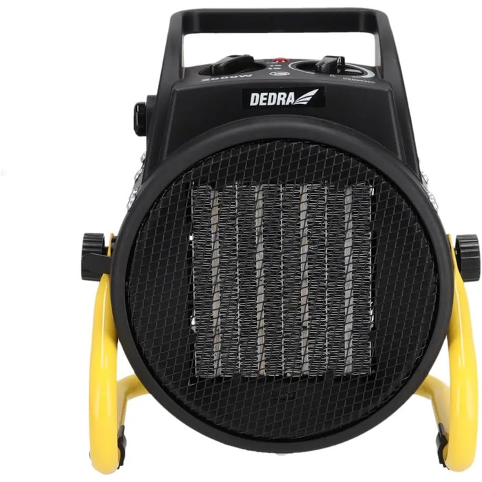 Електричний PTC обігрівач DEDRA 2,0 кВт, круглий, чорний, площа обігріву 20 м, керамічний нагрівальний елемент, для добре ізольованих приміщень, термостат, захист від перегріву, три режими роботи, контроль температури. Площа обігріву 20 м та продуктивніст