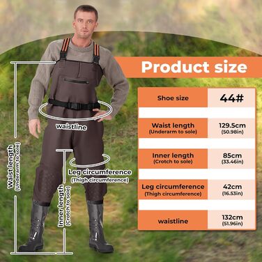 Водонепроникні вейдерси Simsky з черевиками, регульованими ремінцями, дихаючі, для риболовлі та будівництва, розмір 44