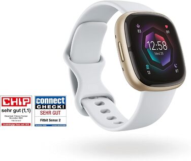 Розумний годинник для жінок/чоловіків Фітнес-годинник з інтегрованим GPS та функцією телефону Фітнес-відстеження з управлінням стресом, ЕКГ та аналізом сну сумісний з Android/iOS Fog Blue / Aluminum у Soft Gold Single, 2