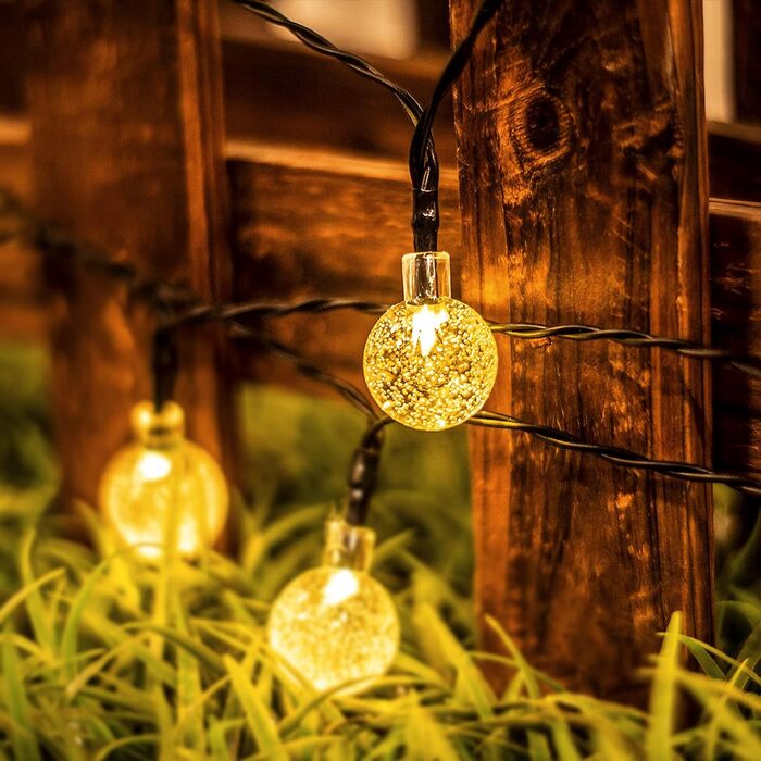 Сонячні струнні ліхтарі на відкритому повітрі, 8M 40 світлодіодних сонячних 8 режимів кришталевих кульок Водонепроникний IP65 Відк