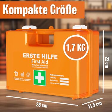Аптечка HELDENWERK за новим стандартом DIN 131572021 з настінним кріпленням та наклейкамиУніверсальна аптечка для бізнесу, домогос