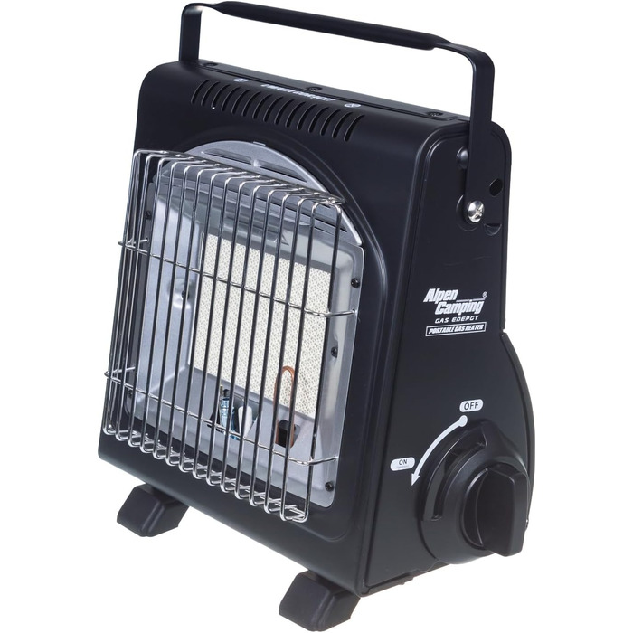 Портативний газовий обігрівач Alpen Camping IK1100, витрата газу 124 г/год, п&39єзорозпал (газова духовка 12 картриджів по 400 мл)