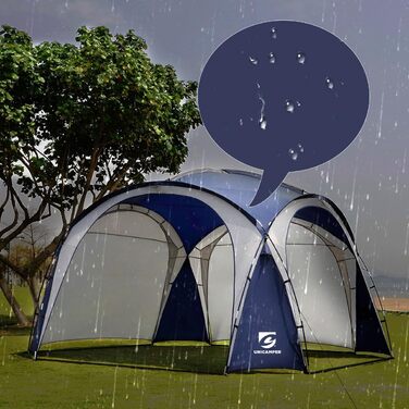 Павільйон для заходів, пляжний намет UPF 50, 3,6 x 3,6 м, водонепроникний та дощозахищений, купольний сонцезахисний намет для 8-10 осіб з 2 боковими стінками (темно-синій)