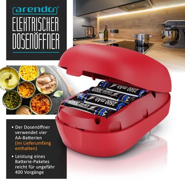 Електричний консервний нож з автоматичним обертанням на 360 Консервний нож з функцією запуску та зупинки для всіх розмірів банок Автоматична зупинка Практичний помічник на кухні для людей похилого віку та слабких рук C Червоний