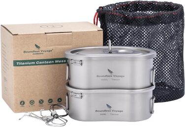 Титанові горщики Набір чашок Ниркоподібна кемпінгова їдальня Мірний набір зі складною ручкою та підвісним кільцем Ультралегка миск