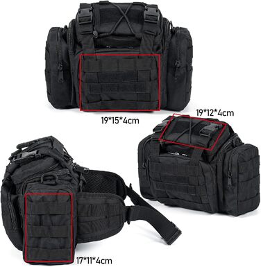 Сумка для рибальських снастей Dr.Fish із кількома кишенями та ременем через плече, водонепроникна сумка для риболовлі, походів, полювання, кемпінгу, подорожей, чорна (менший розмір)