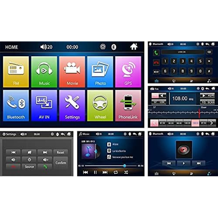 Автомобільна стереосистема Podofo Double Din з Bluetooth, 7-дюймовий сенсорний екран