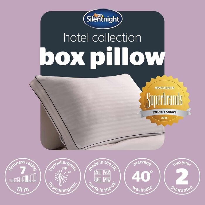 Підтримуюча подушка Silentnight Luxury Hotel Collection Box подушка готельної якості для сну на спині та боці з коробчастою коробчастою конструкцією для додаткової підтримки голови, шиї та плечей