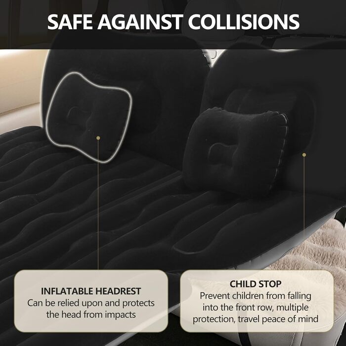 Надувний матрац для позашляховика, ліжко для автомобіля, кемпінгова подушка для позашляховика, покращений, потовщений, для заднього сидіння вантажівки з насосом та подушкою, для подорожей, кемпінгу, використання в автомобілі, кемпері, мінівені